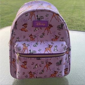 Purple loungefly disney mini backpack Bambi and friends